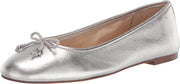 Sam Edelman Felicia Luxe Soft Silver Slip On Round Toe Flexible Wide Ballet Flat