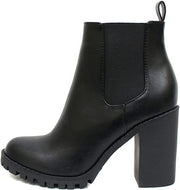 MARCOREPUBLIC Geneva Black Fashion Elastic Gore Chunky Heeled Ankle Boots