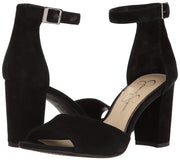 Jessica Simpson Sherron Black Suede Peep Toe Block Heel Ankle Strap Pumps (7)
