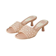 Dolce Vita Meeza Blush Mesh Open Toe Slip On Kitten Heeled Fashion Sandals