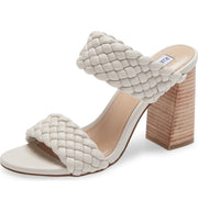 Steve Madden Tielo Woven Bone Texture Fashion Straps Slide Stacked Heeled Sandal