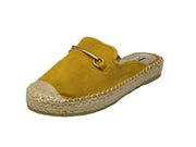 Cape Robbin Espadrille Faux Mustard Suede Open Back Mule Slide Shoes