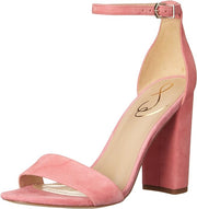 Sam Edelman Yaro Carmine Rose Ankle Strap Open Round Toe Block High Heel Sandals