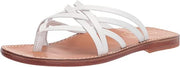 Sam Edelman Marinea White Leather Slip On Open Toe Strappy Flat Slides Sandals