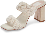 Dolce Vita Play Ivory Rope Slip On Squared Open Toe Block Heeled Dress Sandals