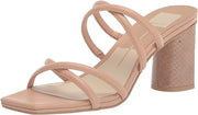 Dolce Vita Patsi Cream Leather Slip On Squared Open Toe Block Heeled Sandals