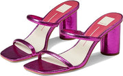 Dolce Vita Noles Electric Pink Metallic Stella Slip On Square Toe Heeled Sandals
