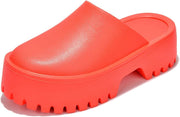 KK PAIR OF KINGS Heights Red Fashion Slip On Non-Slip Mule Clog Platform Sandals