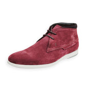 Tod's Men's Elegant Purple Suede Lace Detailed Slip On Rounded Toe Ankle Boots