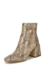 Sam Edelman Regaen Wheat Nude Multi Snake Square Toe Leather Heeled Booties