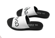 Ivy Kirzhner Quotes White & Black Cool Flat Open Toe Slide Mules Slip On Sandals