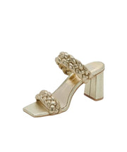 Dolce Vita Paily Braided Chunky Heel Sandals Light Gold Metallic Stella Suede