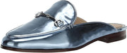 Sam Edelman Linnie Metallic Sky Slip On Round Toe Chain Detailed Wide Mules
