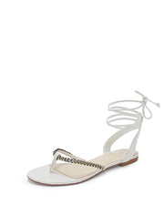 Vince Camuto Bendelis New Cream Tie Up Gladiator Chain Strap Thong Flat Sandals