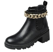 KK Pair of Kings Shoes - Women's Chunky Heel Lug Sole Fashion Ankle Boots, Formal Black Booties for Women