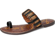 Sam Edelman Gemini Black Multi Toe Ring Woven Flat Slip On Slides Sandals