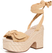 Sam Edelman Tula Desert Sun Squared Open Toe Tie Up Wedge Block Heeled Sandals