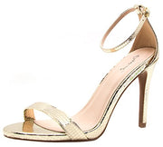 Qupid Grammy-01 Champagne Texture High Heeled Stiletto Open Toe Dress Sandals