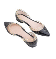 Cecelia New York Min Black Croc Ballet Flats Clear Chic Pointy Embellished Shoes