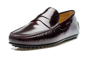 Pair Of Kings Shoes The Royal Maroon Box Leather Dress Moccasin Penny Loafer