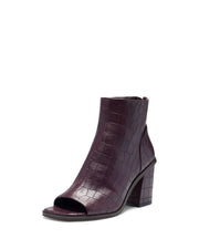 Vince Camuto Bebinder Elderberry Croco Chunky Block Heel Peep Toe Ankle Boots