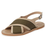 Kelsi Dagger Hinsdale Wheat/Olive Ankle Strap Buckle Open Toe Leather Sandal