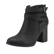 Dream Pairs Toetos Women's Chunky High Heel Ankle Boots Close Toe Fall Heeled Booties Shoes