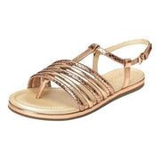 Aerosoles Women's Droplet Pink Metallic Strappy Flat Caged Gold Sandals