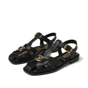 Sam Edelman Destin Black Leather Open Toe Strappy Buckle Detail Sandals