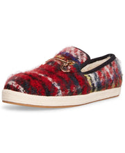 Steve Madden Paxtyn Slip-on Chain Loafers Rounded Toe Flats Loafers Red Plaid
