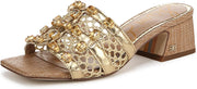 Sam Edelman Webster Amber Gold Multi Slip On Open Toe Mule Block Heeled Sandals