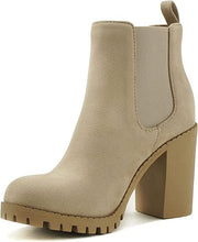 Soda Glove Chelsea L-Wheat Chunky Lug Sole Elastic Gore Wide Ankle Fashion Boots