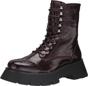 Circus By Sam Edelman Lolita Burgundy Patent Round Toe Chunky Heel Lace Up Boots