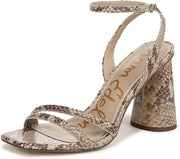 Sam Edelman Kia Light Oak Multi Square Open Toe Ankle Strap Block Heeled Sandals