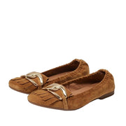 Sam Edelman Mimi Saddle Leather Slip On Squared Toe Golden Accent Ballet Flats