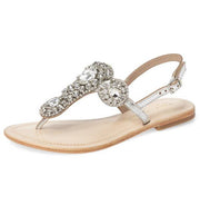 Lauren Lorraine Bahama Silver Gem Crystal Embellished Flat Thong Beach Sandals