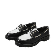 Sam Edelman Fay Black/White Patchwork Pull On Chunky Heel Fur Detail Ankle Boots