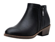 Jeossy Women's 9618 Classic Black Fashion Ankle Boots Slip on Chunky Heel Boots