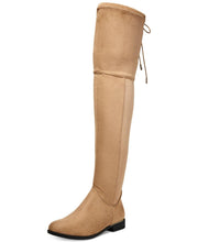 Wanted Cordele Taupe Suede Fitted Over-the-Knee Stretchy Vegan Suede Boot
