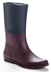 Henry Ferrera Bond-600 Two Tone Mid Calf Rain Boots in Burgundy/ Navy Waterproof