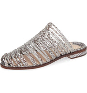 Cecelia New York Gloria Slide Sandal Silver Snake Metallic Closed Toe Caged Mule
