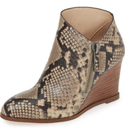 1.State Kaleb Wedge Roccia Beige Snake Ankle Bootie Mid Wedge Designer Boot