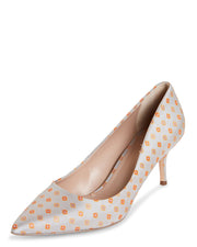 Charles David Addie Grey Multi Fabric Pointed Toe Mid Slip On Heel Dress Pumps