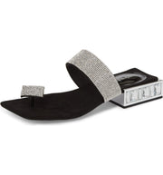 Jeffery Campbell ALISE-SH Black Silver Embellished Sandal Jeweled Square Heel