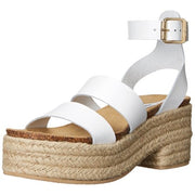 Steve Madden Kelton White Leather Ankle Strap Open Rounded Toe Heeled Sandals