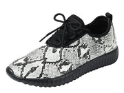 Forever Link Remy-19 Snake Lace Up Fashion Flat Low Top Running Sneakers