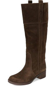 Lucky Brand Heloisse Hibiscus Dark Moss Suede Knee High Harness Riding Booties