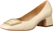 Sam Edelman Thalia Modern Ivory Block Heel Square Toe Buckle Accent Slip On Pump