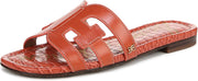 Sam Edelman Bay Orange Sunrise Round Open Toe Slip On Leather Strap Flat Sandals