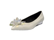 Jeffrey Campbell Jacy Crys White Box Clear Wedge Heel 3-D Flower Ballet Flats